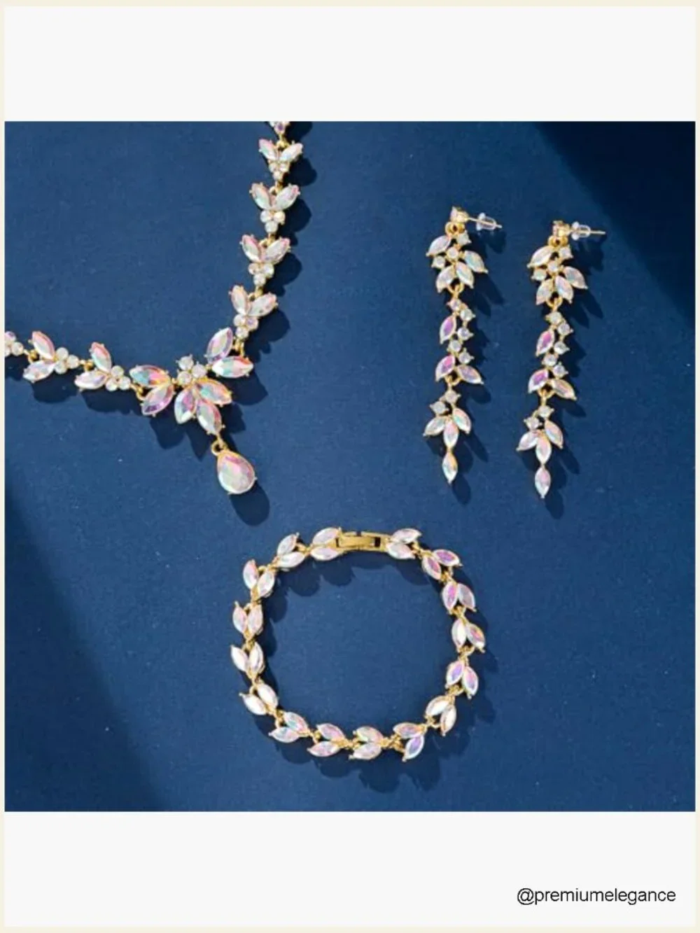 Bridal Jewelry Set - Crystal Necklace Earrings Bracelet Set for Wedding Party